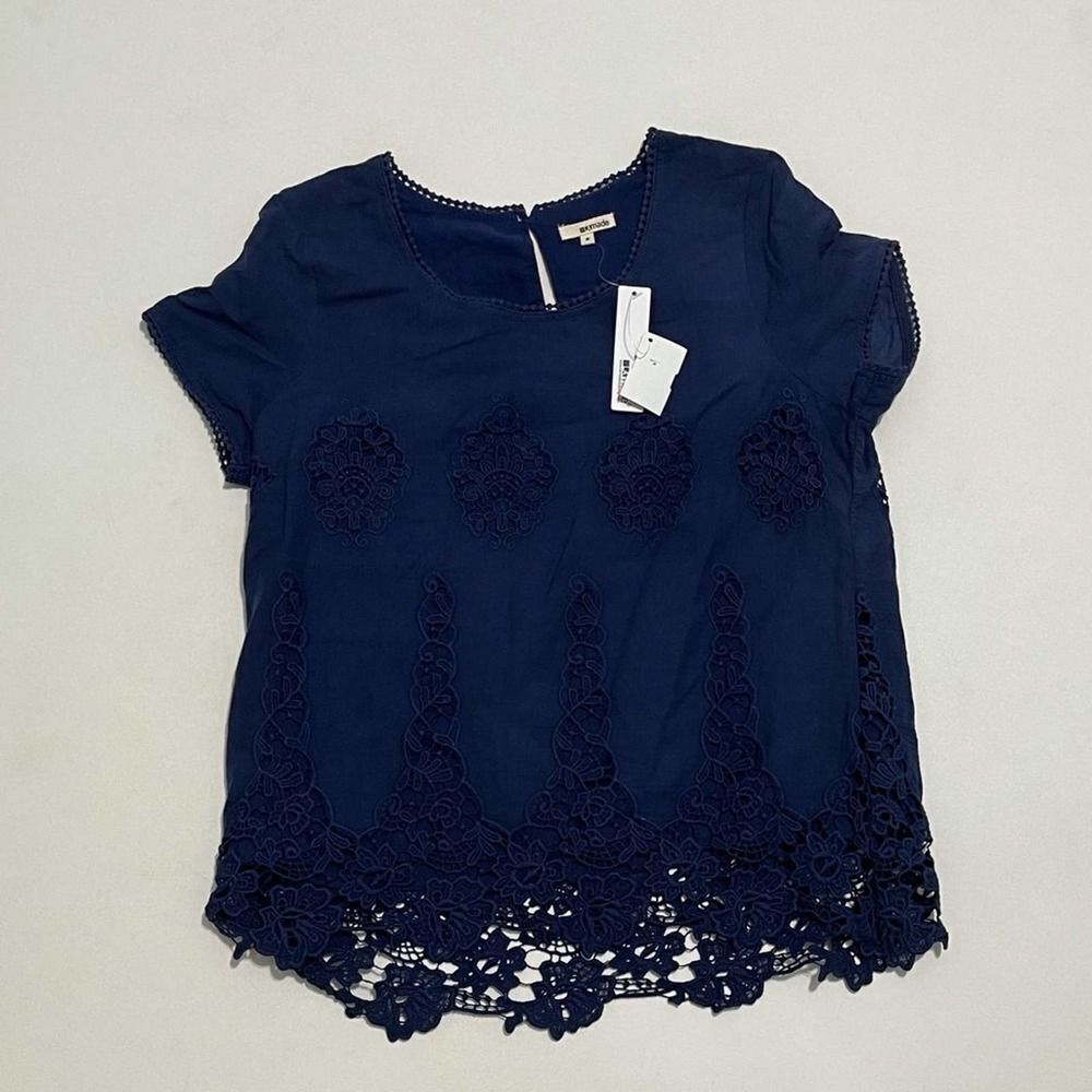 LAmade Donna Lace Keyhole Top Midnight Blue Medium - Picture 7 of 12